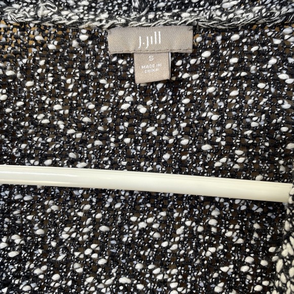 J. Jill Women's Long Cardigan XL with Button Black White Marble Size Small - Picture 2 of 9